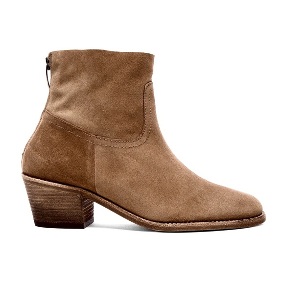 $590~ELYSE WALKER LOS ANGELES~Tan Distressed Suede Stacked Heel Bootie~Boot~37/7 - Picture 7 of 14